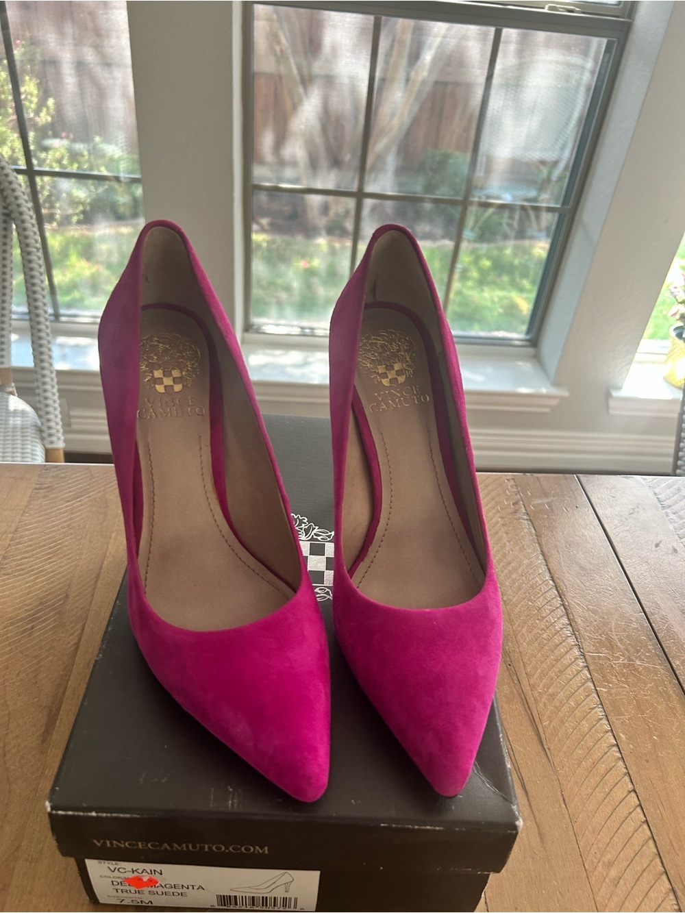 Vince Camuto Deep Magenta Suede Pointed-Toe Pumps - Picture 6 of 7